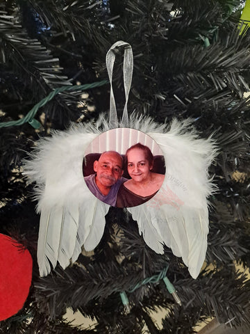 Custom Photo Memorial Angel Wings Christmas Ornament