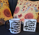 I Like My Coffee Black Like My Soul Skull Mug and Matching Coaster | LooneyDragonDesigns |