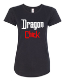 Women Black Short Sleeves Tee | LooneyDragon | Dragon Chick