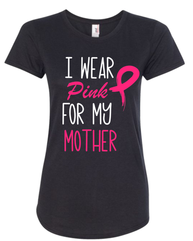 Women Black Short Sleeves Tee | LooneyDragon | I Wear Pink for my Mother