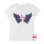 Women White Short Sleeves Tee | LooneyDragon | Proud Bisexual Wings