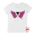 Women White Short Sleeves Tee | LooneyDragon | Proud Lesbian Wings