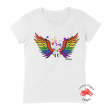Women White Short Sleeves Tee | LooneyDragon | Se Tu Alas de Arcoiris