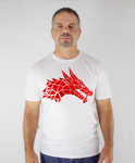 Men White Short Sleeves Tee | LooneyDragon | Red Dragon