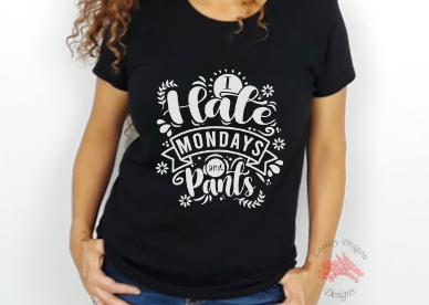 Women Black Short Sleeves Tee | Looney Dragon | I Hate Mondays I Hate Pants