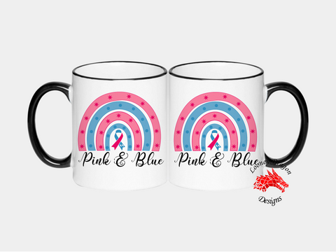 Black & White Mug | LooneyDragonDesigns | Pink & Blue