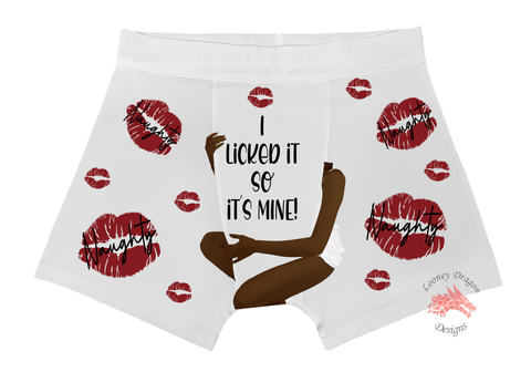 Men's Boxers Brief I Licked it So It's Mine Dark Skin | Looney Dragon