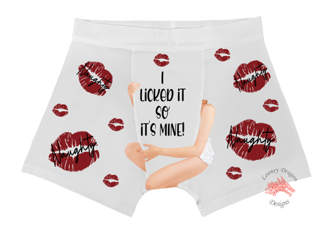 Men's Boxers Brief I Licked it So It's Mine Fair Skin | Looney Dragon