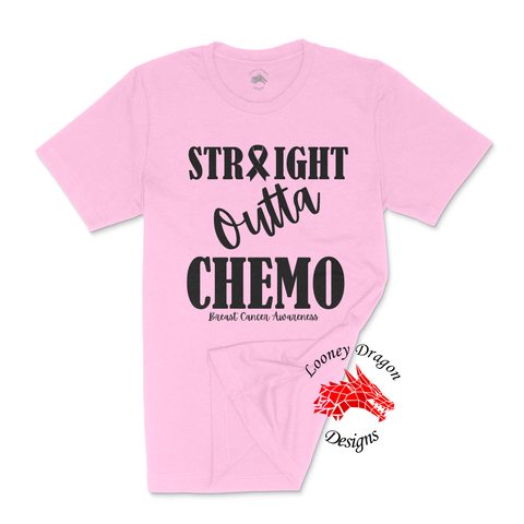 Breast Cancer Short Sleeves Tee | Looney Dragon | Straight Outta Chemo