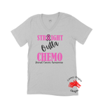 Breast Cancer Women Short Sleeves V-Tee | Looney Dragon | Straight Outta Chemo