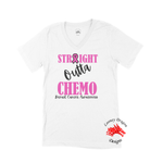 Breast Cancer Women Short Sleeves V-Tee | Looney Dragon | Straight Outta Chemo