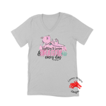 Women White Short Sleeves V-Tee | LooneyDragon | Fighting to Survive and Dragon Ass Every Day