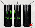 Personalized Dragon Eye Black and Green 20oz Skinny Tumbler | LooneyDragonDesigns