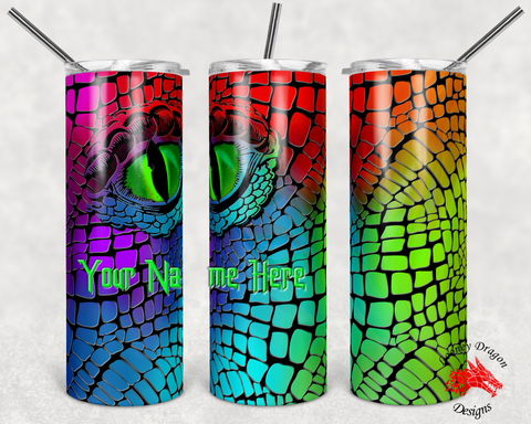 Personalized Dragon Neon 20oz Skinny Tumbler | LooneyDragonDesigns