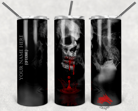 Personalized Skull Blood 20oz Skinny Tumbler | Looney Dragon